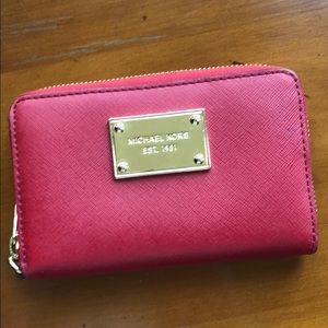 Michael Kors red leather wallet